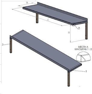 Навесная полка кухонная из нержавеющей стали ПКН1Г-1800х300х200-а-0,8 (BB)035190 фото
