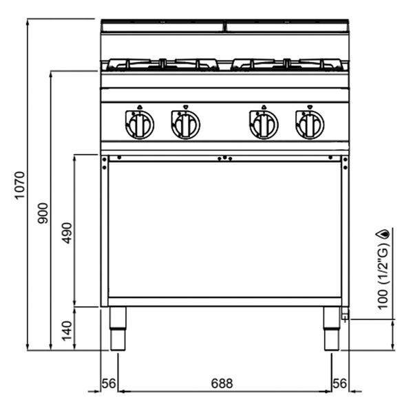 Професійна плита газова GHB879M GGM GASTRO (BI)036816 фото