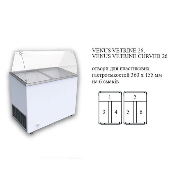 Витрина для мороженого VENUS 26 VETRINE Crystal (прямое стекло, без задних дверей-запасника) (BQ)010553 фото
