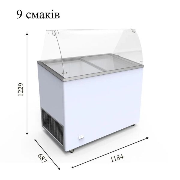 Вітрина для морозива VENUS 36 VETRINE CURVED ECONOMY Crystal (гнуте скло, без задніх дверей-запасника) (BQ)056362 фото