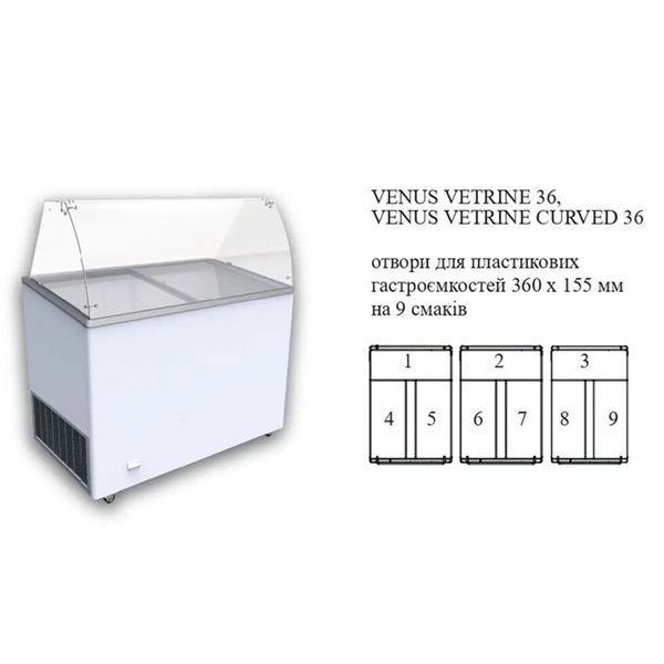 Вітрина для морозива VENUS 36 VETRINE CURVED ECONOMY Crystal (гнуте скло, без задніх дверей-запасника) (BQ)056362 фото