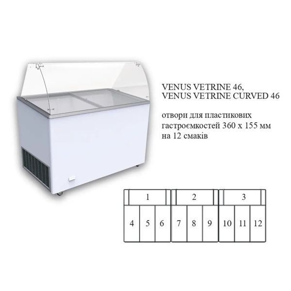 Витрина для мороженого VENUS 46 VETRINE CURVED Crystal (гнутое стекло, с задними дверями-запасника) (BQ)056363 фото